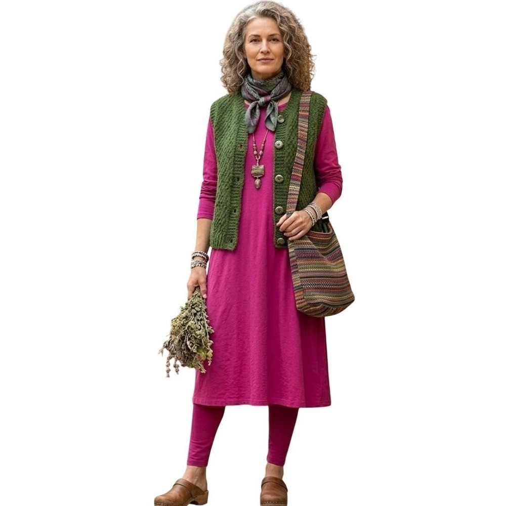 Gudrun Sjödén Essential Jersey Tunic Dress Organic Cotton Modal XL Pink $114